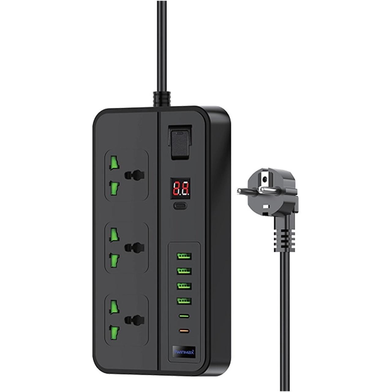 چندراهی برق 3 خانه TwinMax مدل MX-61 - مشکی - MMX