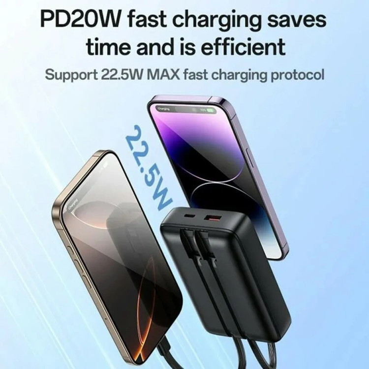 پاوربانک PD و فست شارژ Yesido 10000mAh مدل YP84 22.5W - مشکی (گارانتی 12 ماه تعویض نیکان همراه)