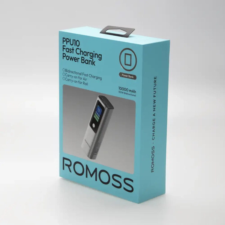 پاوربانک PD و فست شارژ Romoss 130W 10000mAh مدل PPU10-128-S533H - خاکستری (گارانتی متین)