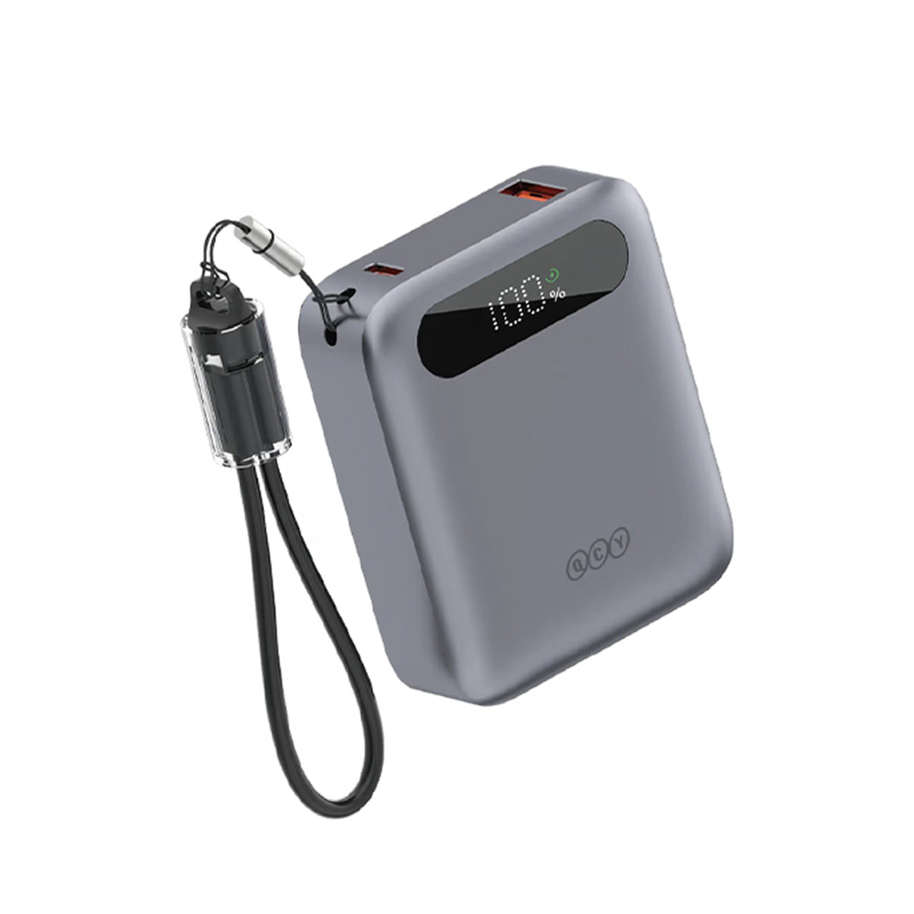 پاوربانک فست شارژ QCY 22.5W 10000mAh مدل PB10D - نقره ای (گارانتی تعویض یکساله شرکتی)