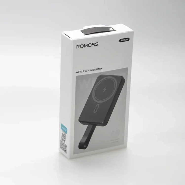 پاوربانک وایرلس PD و فست شارژ Romoss 20W 10000mAh مدل WMO10-121-2133H - مشکی (گارانتی متین)