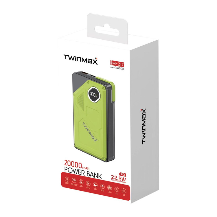 پاوربانک PD و فست شارژ TwinMax 22.5W 20000mAh مدل MZ-17 - مشکی - MMX