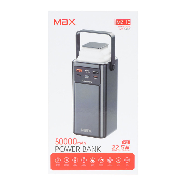 پاوربانک PD و فست شارژ Max 50000mAh مدل MZ-16 22.5W - سفید - MMX