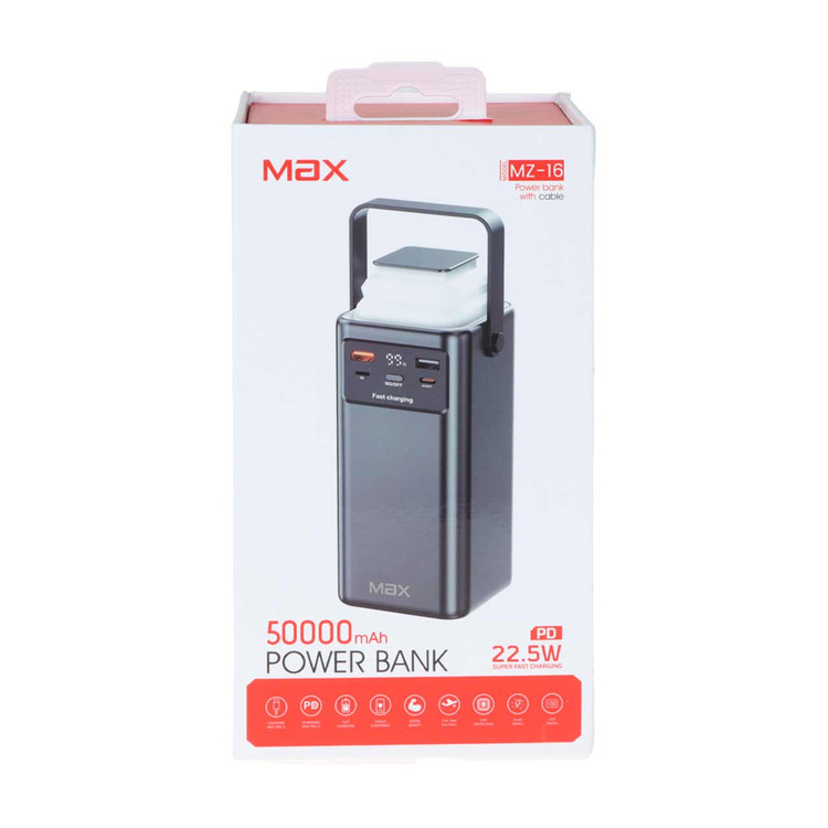 پاوربانک PD و فست شارژ Max 50000mAh مدل MZ-16 22.5W - مشکی - MMX