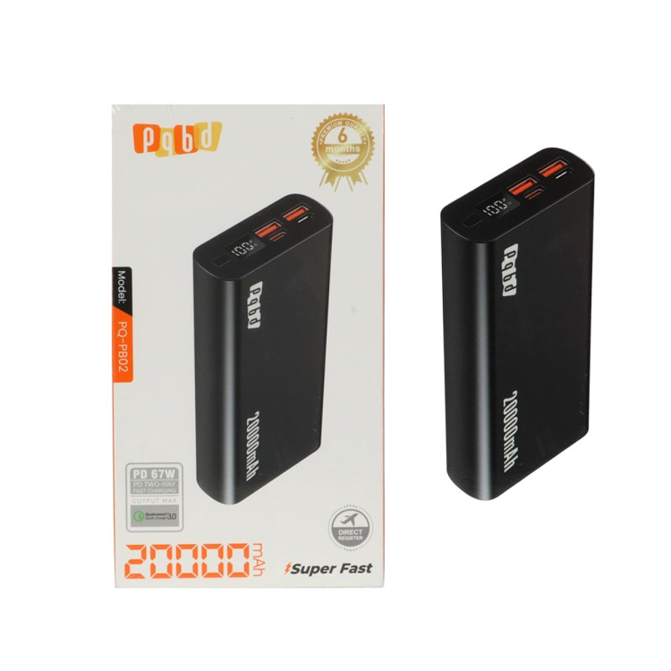 پاوربانک PD و فست شارژ PQBD 67W 20000mAh مدل PQ-PB02 - مشکی