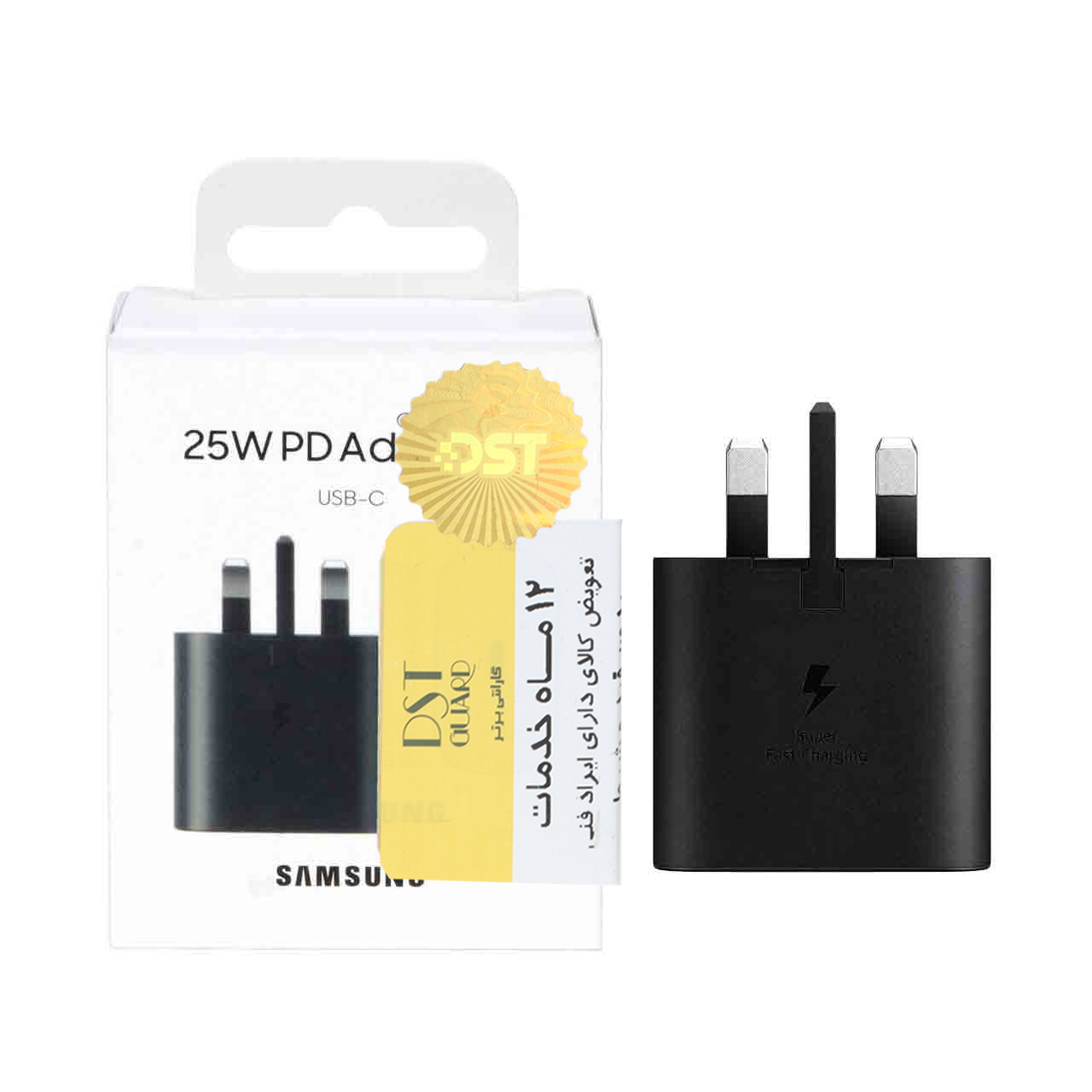 شارژر دیواری سه پین PD و فست تک پورت Samsung مدل EP-TA800 25W مجهز به فناوری NFC - درجه یک - مشکی - DST (گارانتی 12 ماهه DST)