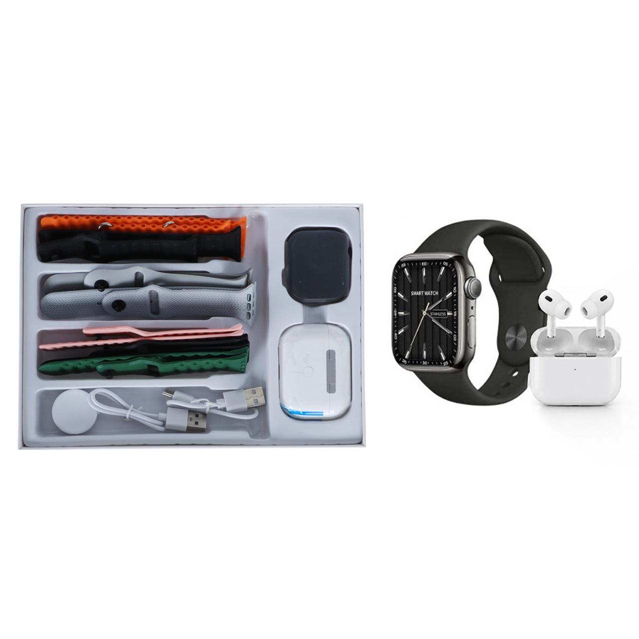 پک ساعت هوشمند و ایرفون بی سیم KEQIWEAR مدل KW93 MAX - مشکی