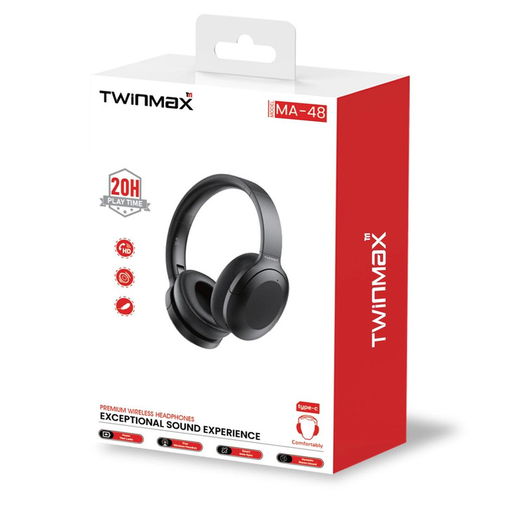 هدفون بی سیم TwinMax مدل MA-48 - مشکی - MMX