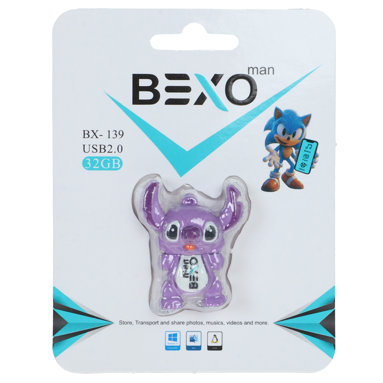 فلش مموری BEXO USB2.0 مدل BX-139 ظرفیت 32GB - عروسکی (گارانتی داده پردازی آواتک)