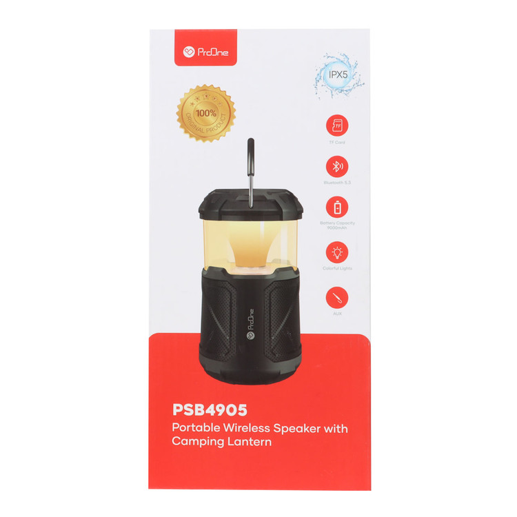 اسپیکر بی سیم شارژی 20 وات ProOne مدل PSB4905 - مشکی (دارای قابلیت پاوربانک و فانوس همراه)