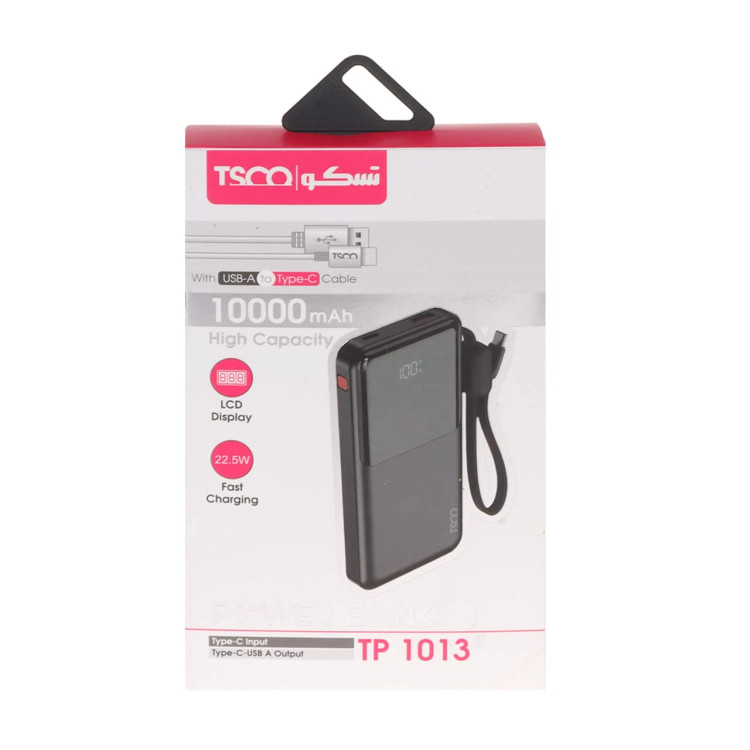 پاوربانک فست شارژ TSCO 10000mAh مدل TP 1013 22.5W - مشکی (گارانتی 12 ماهه TSCO)