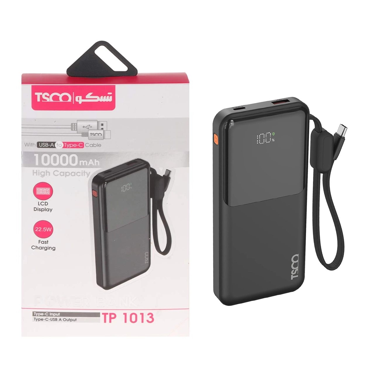 پاوربانک فست شارژ TSCO 10000mAh مدل TP 1013 22.5W - مشکی (گارانتی 12 ماهه TSCO)