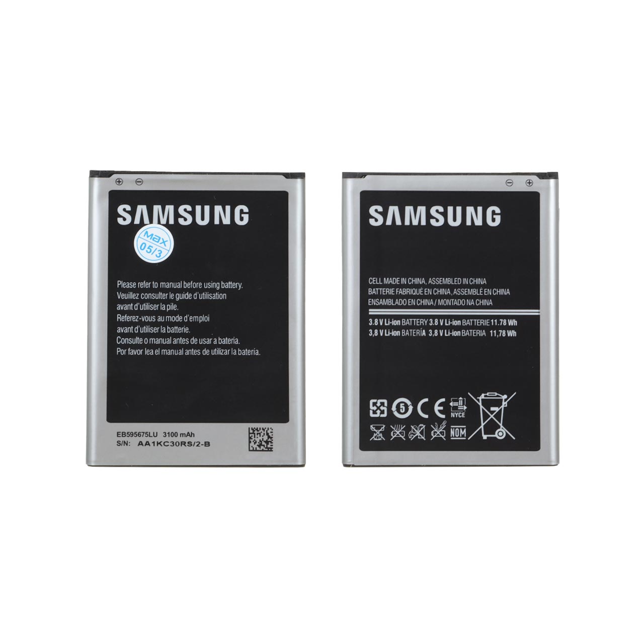 باتری موبایل Samsung مدل Note 2 با ظرفیت 3100mAh (گارانتی 12 ماهه MAX)