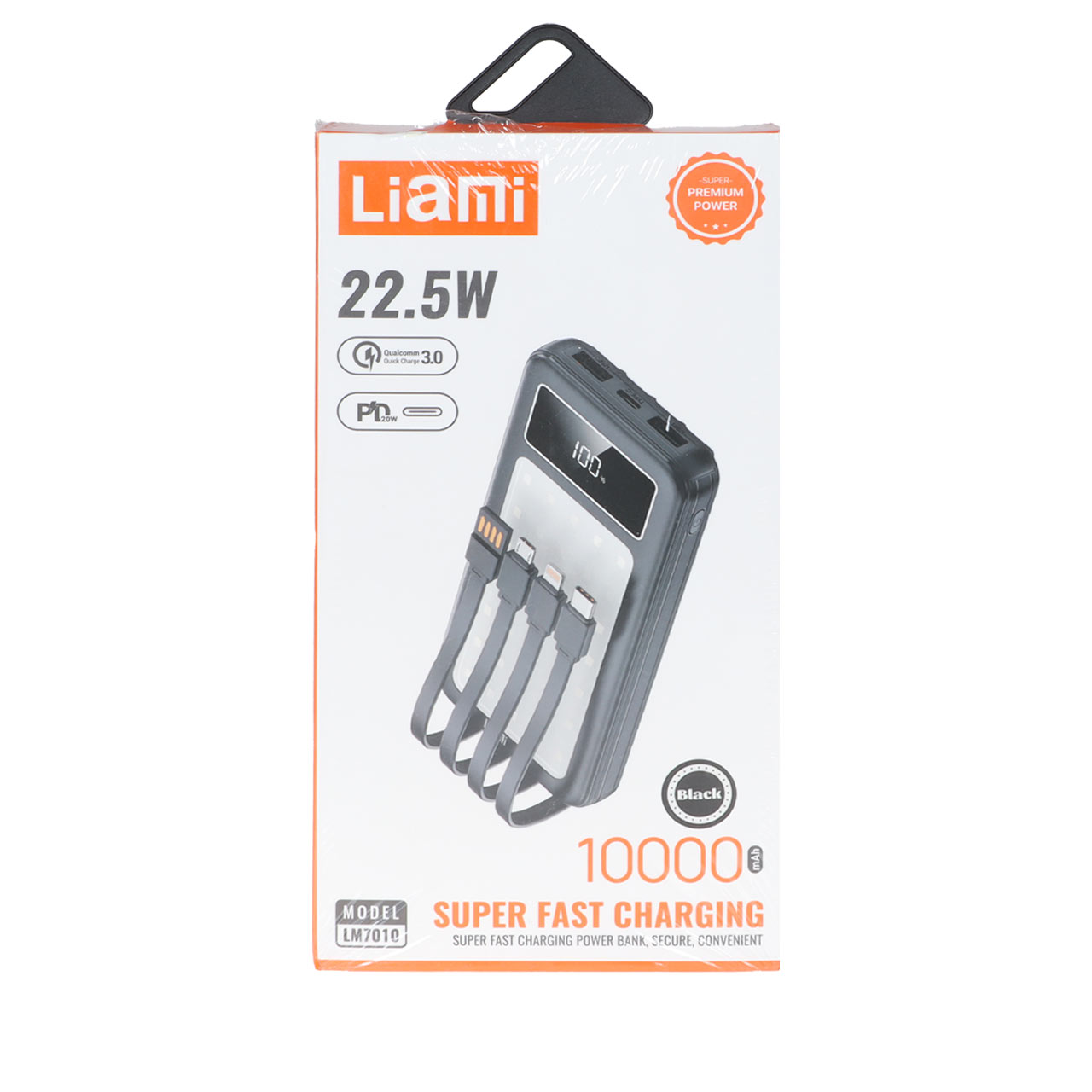 پاورپاوربانک PD و فست شارژ Liami 10000Ah مدل LM7010 22.5W - مشکی (گارانتی شش ماهه شرکتی)