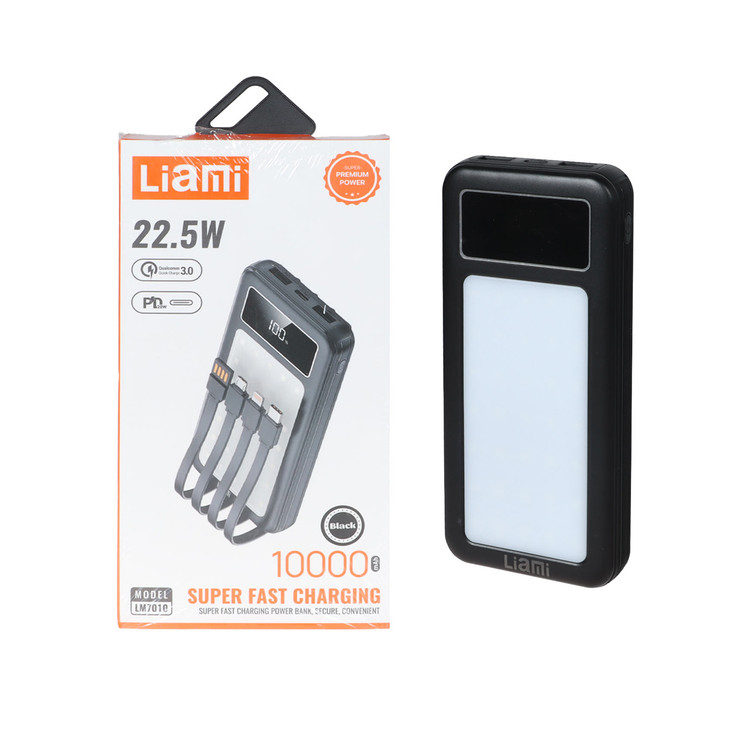 پاورپاوربانک PD و فست شارژ Liami 10000Ah مدل LM7010 22.5W - مشکی (گارانتی شش ماهه شرکتی)