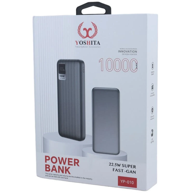 پاوربانک PD و فست شارژ Yoshita 22.5W 10000mAh مدل YP-010 - مشکی - MMS (گارانتی 6 ماهه YA)